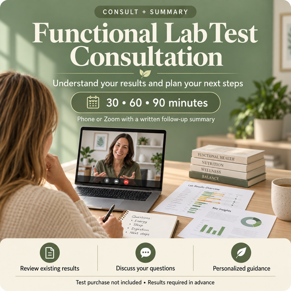 Functional Lab Test Consultation + Written Summary – 30, 60 or 90 Minutes