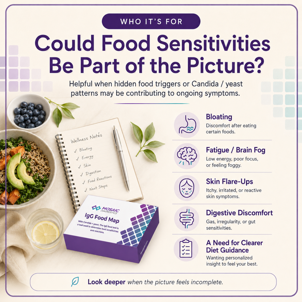 IgG Food MAP 190 Test – Food Sensitivities + Candida | Mosaic Diagnostics