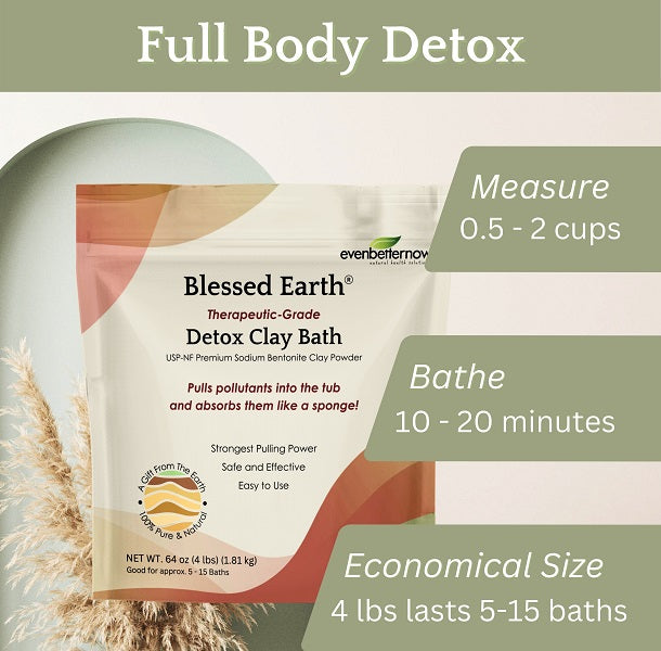 Blessed Earth Detox Clay Bath packaging with usage instructions on a light background