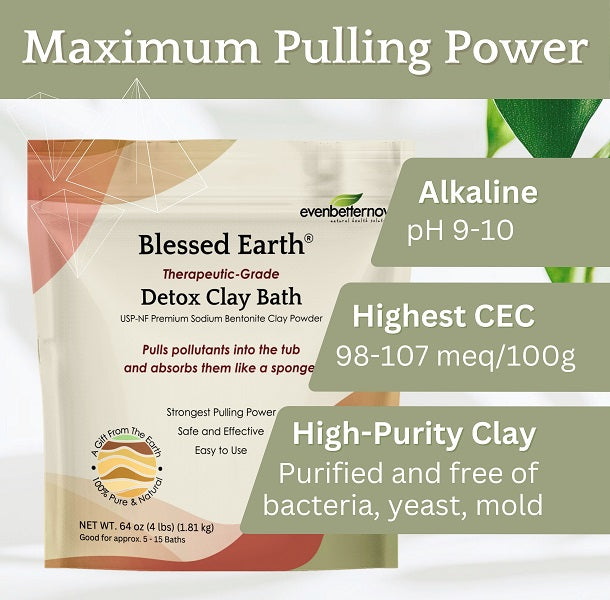 Blessed Earth detox clay bath packaging with product details on a white background