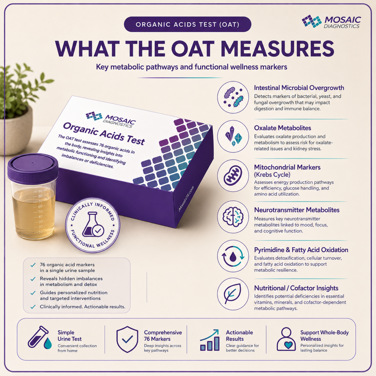 Organic Acids Test (OAT) by Mosaic Diagnostics – 76 Markers