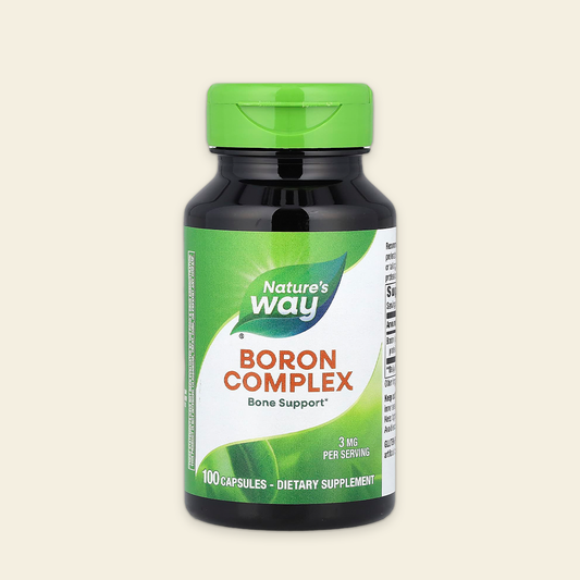 Nature's Way Boron Complex supplement bottle on a beige background