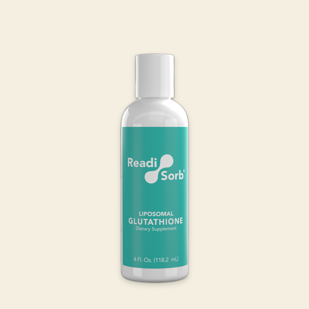Supplement bottle labeled 'Readi Sorb' on a beige background