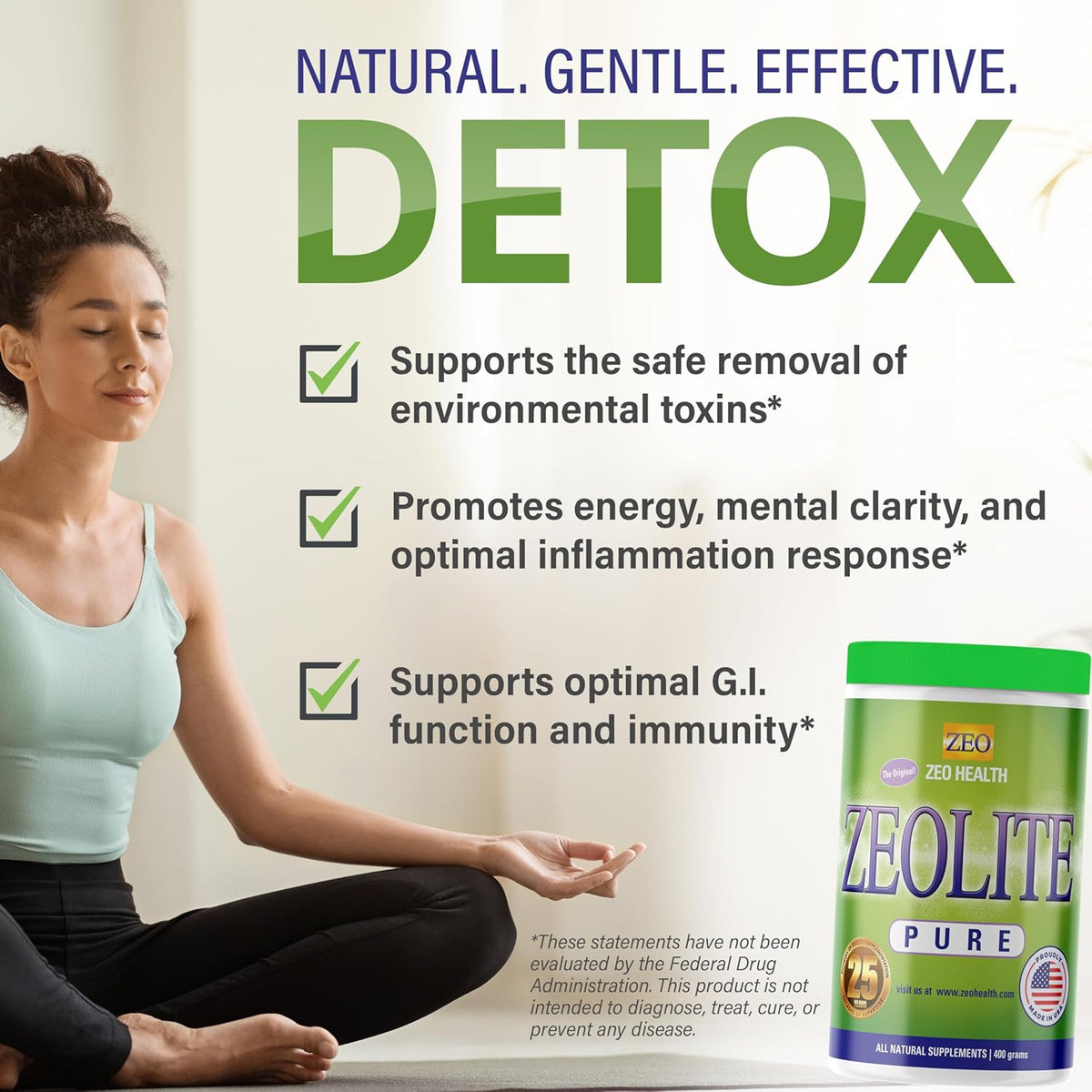 Zeolite Pure Mineral Clay 400g - Natural Detox