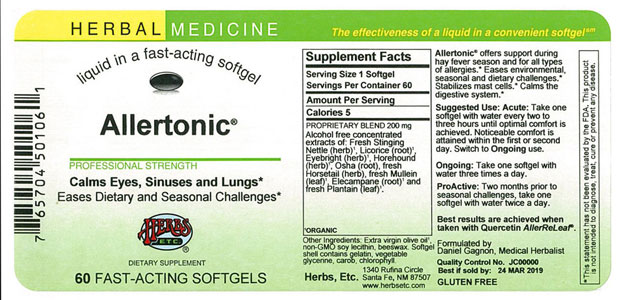 Allertonic 60 ct Supplement Facts