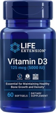 Vitamin D3 125 mcg, 5000 IU, 60 Softgels by LEF