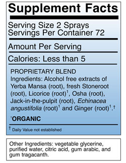 Singers Soothing Throat Spray Supplement Facts
